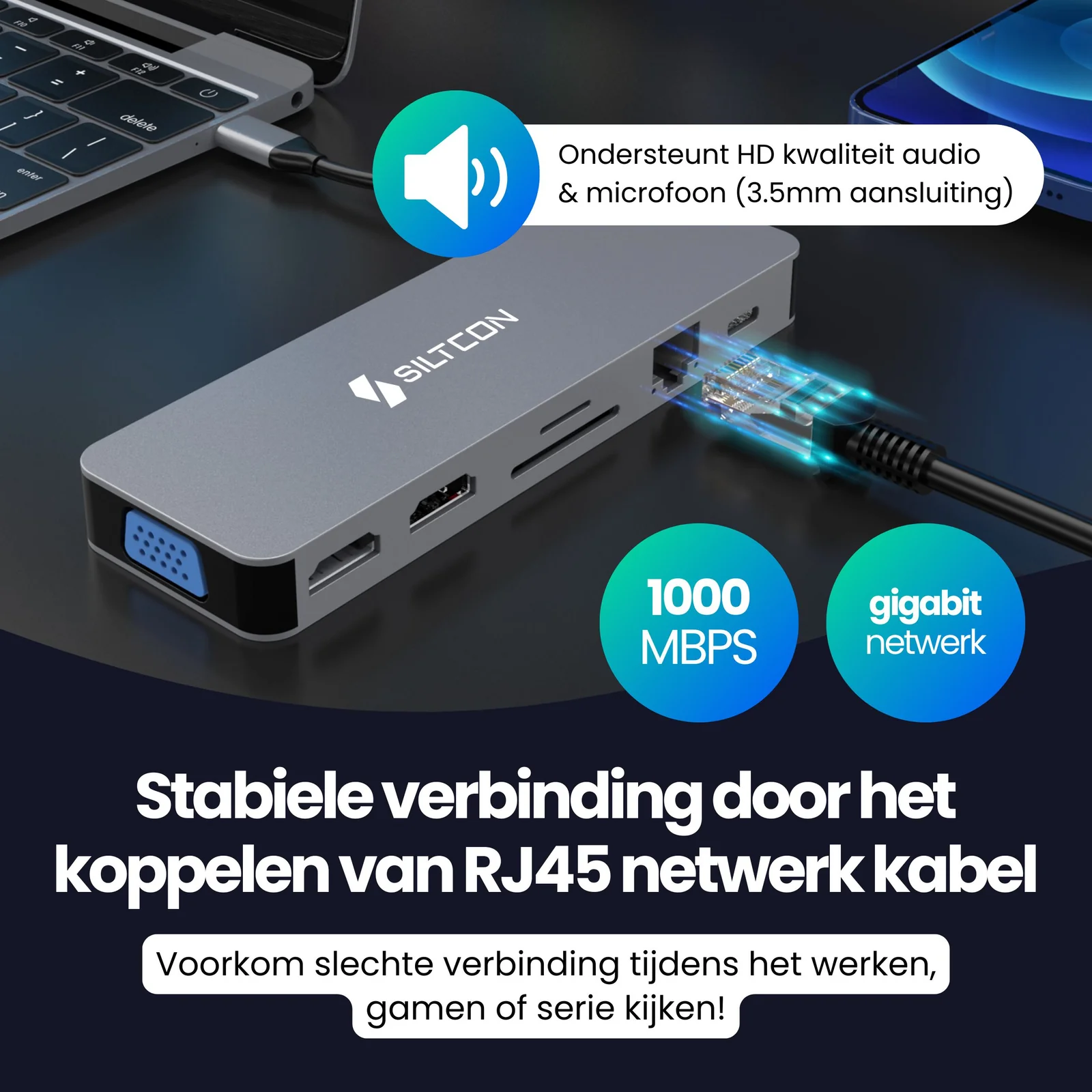 Siltcon 13-in-1 hub voor Shopify POS hardware setup