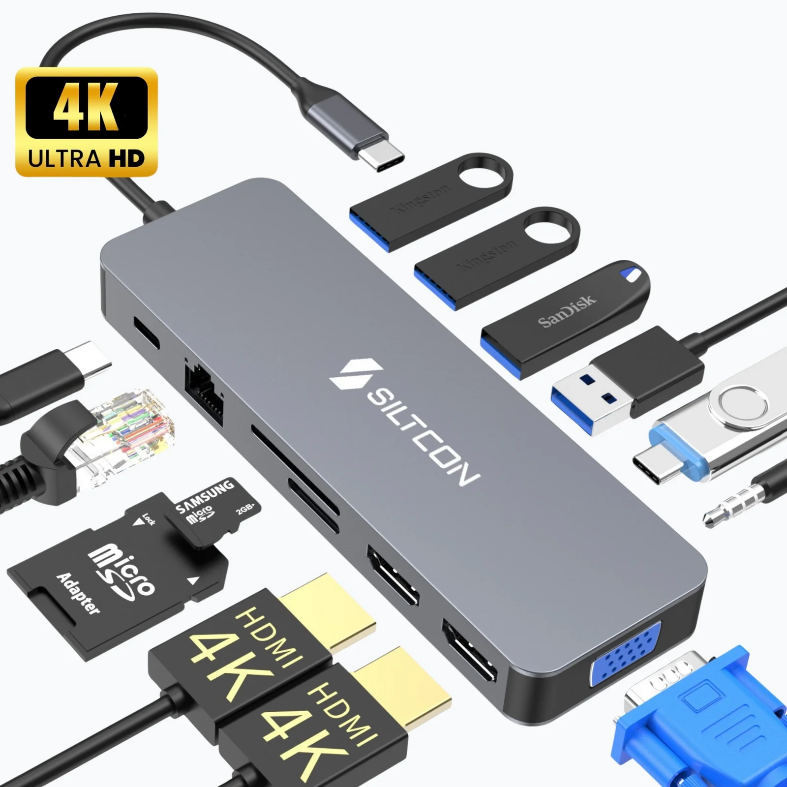 Siltcon 13-in-1 USB-C hub voor Shopify POS kassasystemen